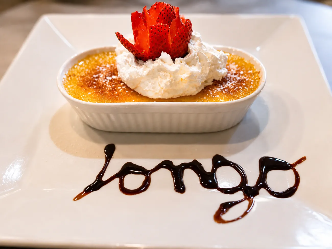Crème brûlée finished with the Longo signature in balsamic